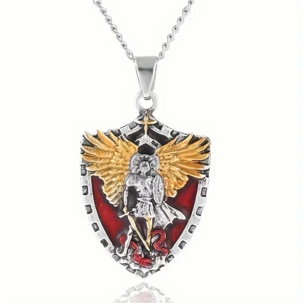 Silver and Gold Angel Pendant Necklace.
